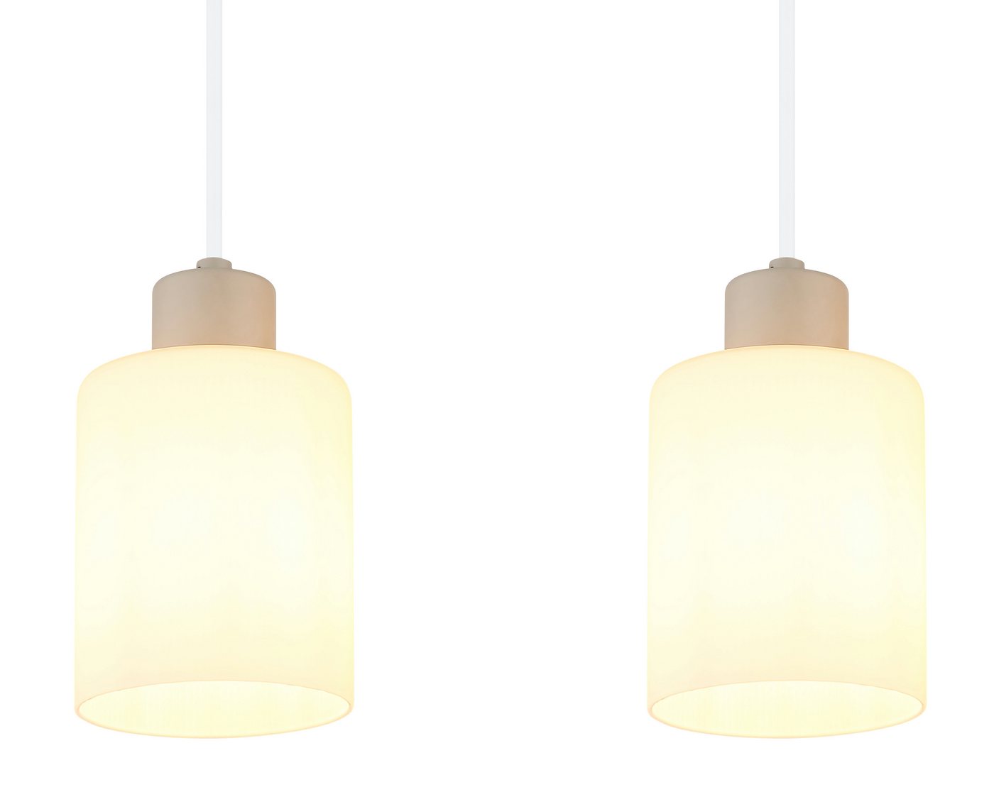 GLOBO LIGHTING Hängeleuchte TRENT, Leuchtmittel wechselbar, Sandfarbene Hängeleuchte mit Glas opal, höhenverstellbar – Bild 5 von 5