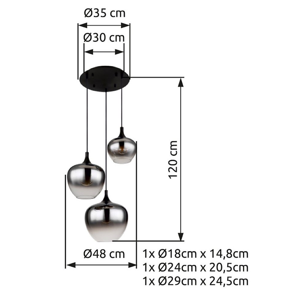 GLOBO LIGHTING Hängeleuchte, Leuchtmittel nicht inklusive, Hängeleuchte Pendellampe Wohnzimmer Pendelleuchte Esstischleuchte – Bild 5 von 5