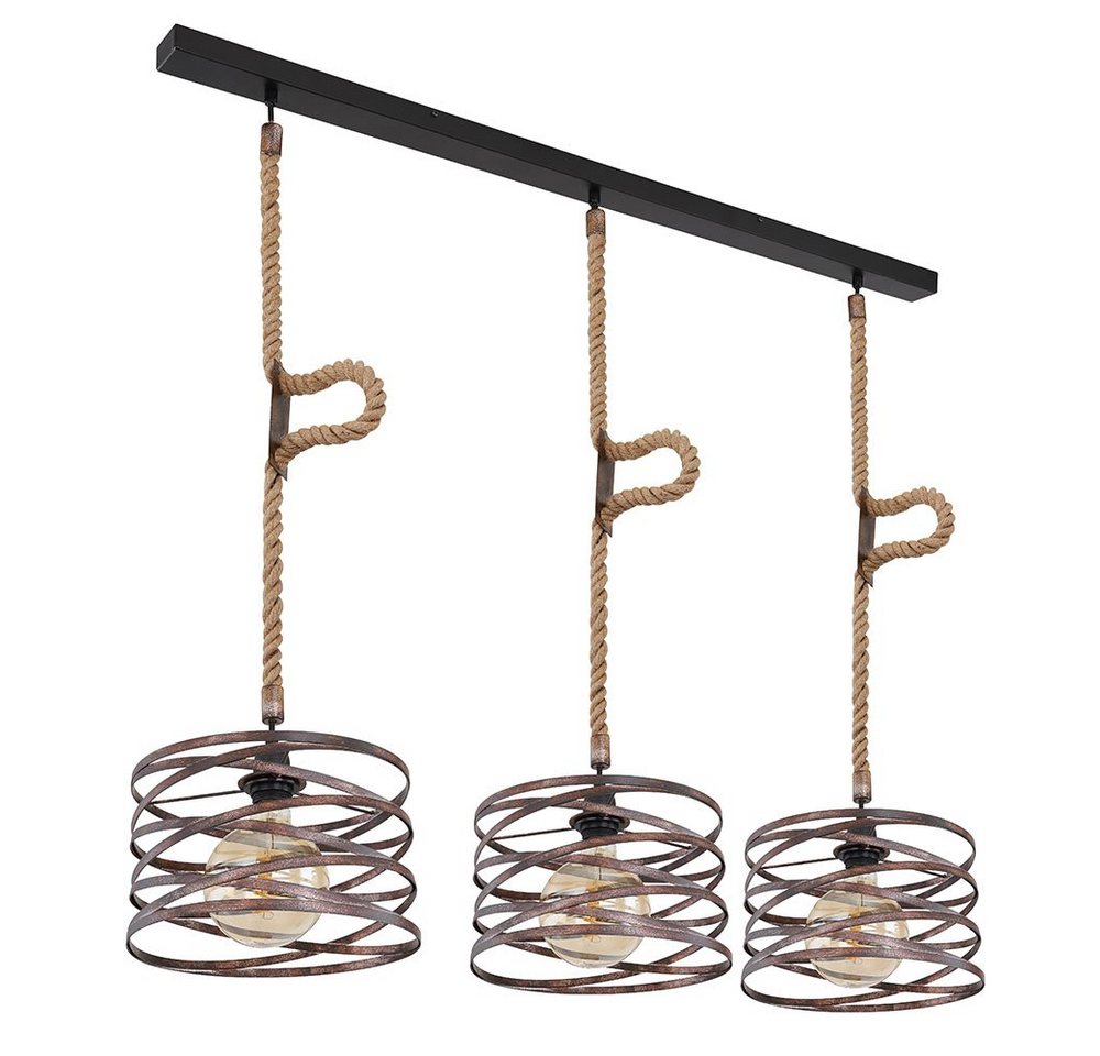 GLOBO LIGHTING Hängeleuchte, Leuchtmittel nicht inklusive, Hanfseil Pendelleuchte Retro Vintage Wohnzimmer Lampe Industrie – Bild 2 von 5