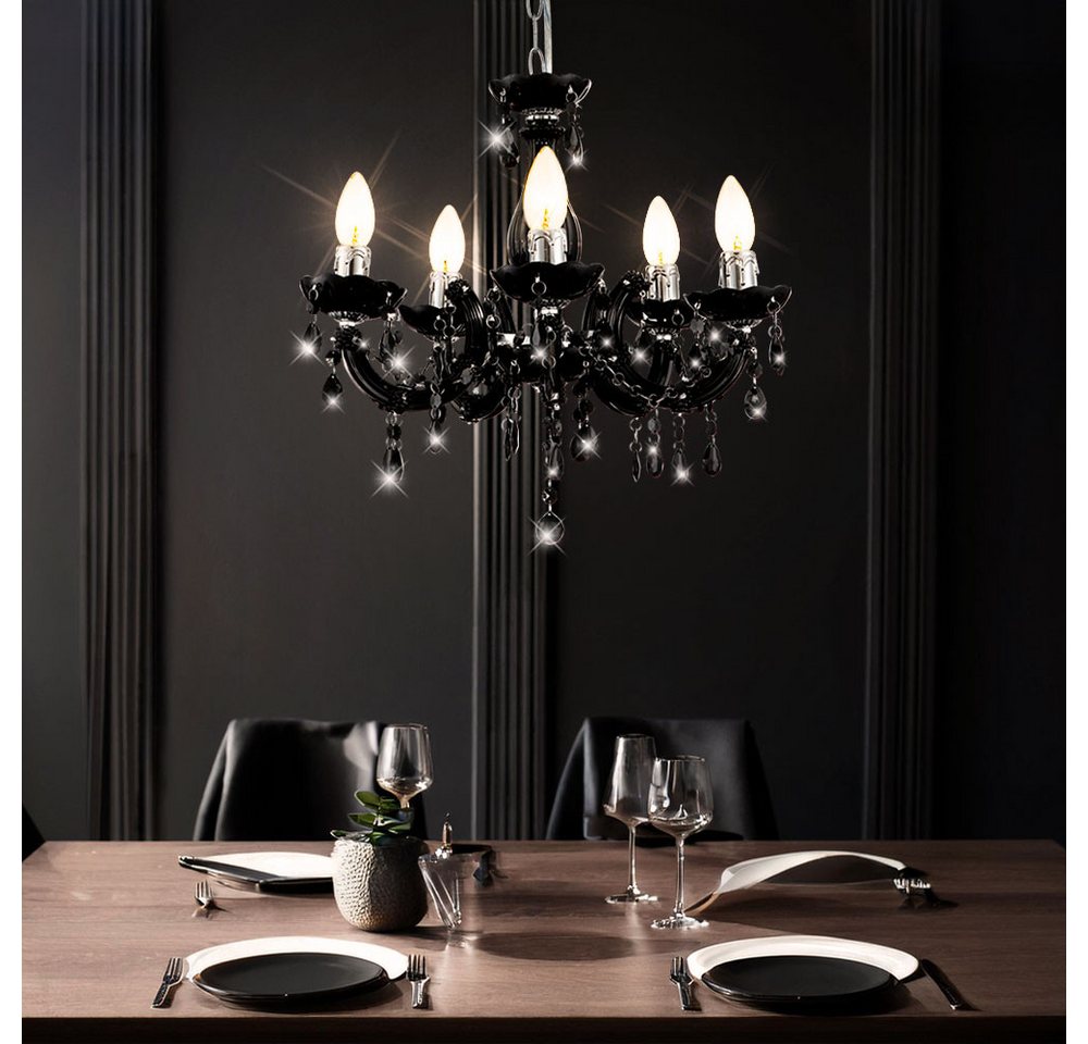 GLOBO LIGHTING Kronleuchter, Leuchtmittel nicht inklusive, Kronleuchter 5 Flammig schwarz Hängeleuchte Esstischlampe Esszimmer – Bild 3 von 5