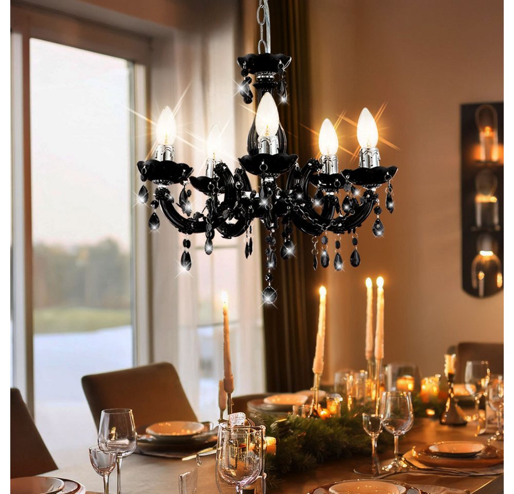 GLOBO LIGHTING Kronleuchter, Leuchtmittel nicht inklusive, Kronleuchter 5 Flammig schwarz Hängeleuchte Esstischlampe Esszimmer – Bild 4 von 5