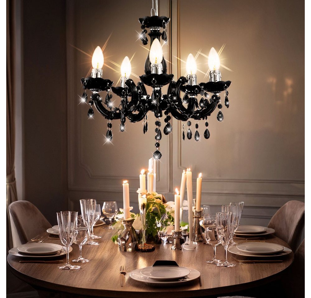GLOBO LIGHTING Kronleuchter, Leuchtmittel nicht inklusive, Kronleuchter 5 Flammig schwarz Hängeleuchte Esstischlampe Esszimmer – Bild 5 von 5