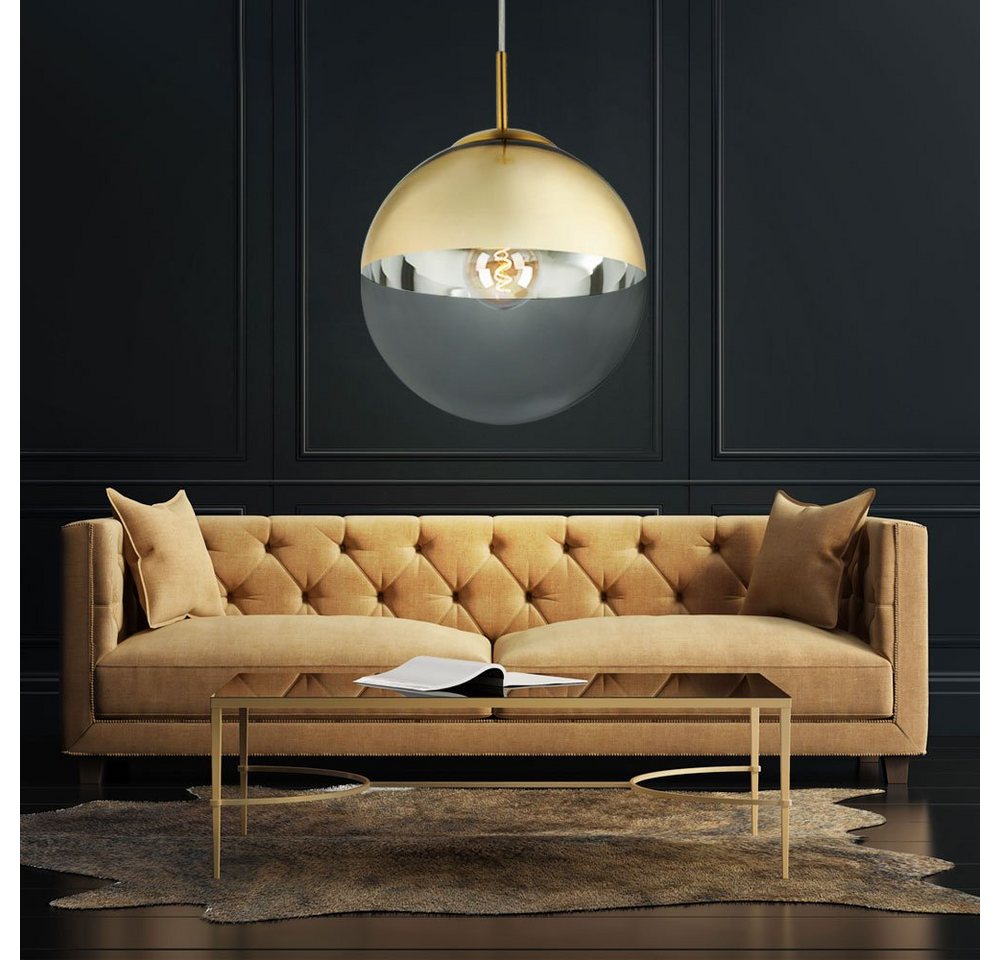 GLOBO LIGHTING Kugelleuchte, Leuchtmittel nicht inklusive, Design Pendel Decken Lampe Glas Kugel Wohn Ess Zimmer Hänge – Bild 2 von 5