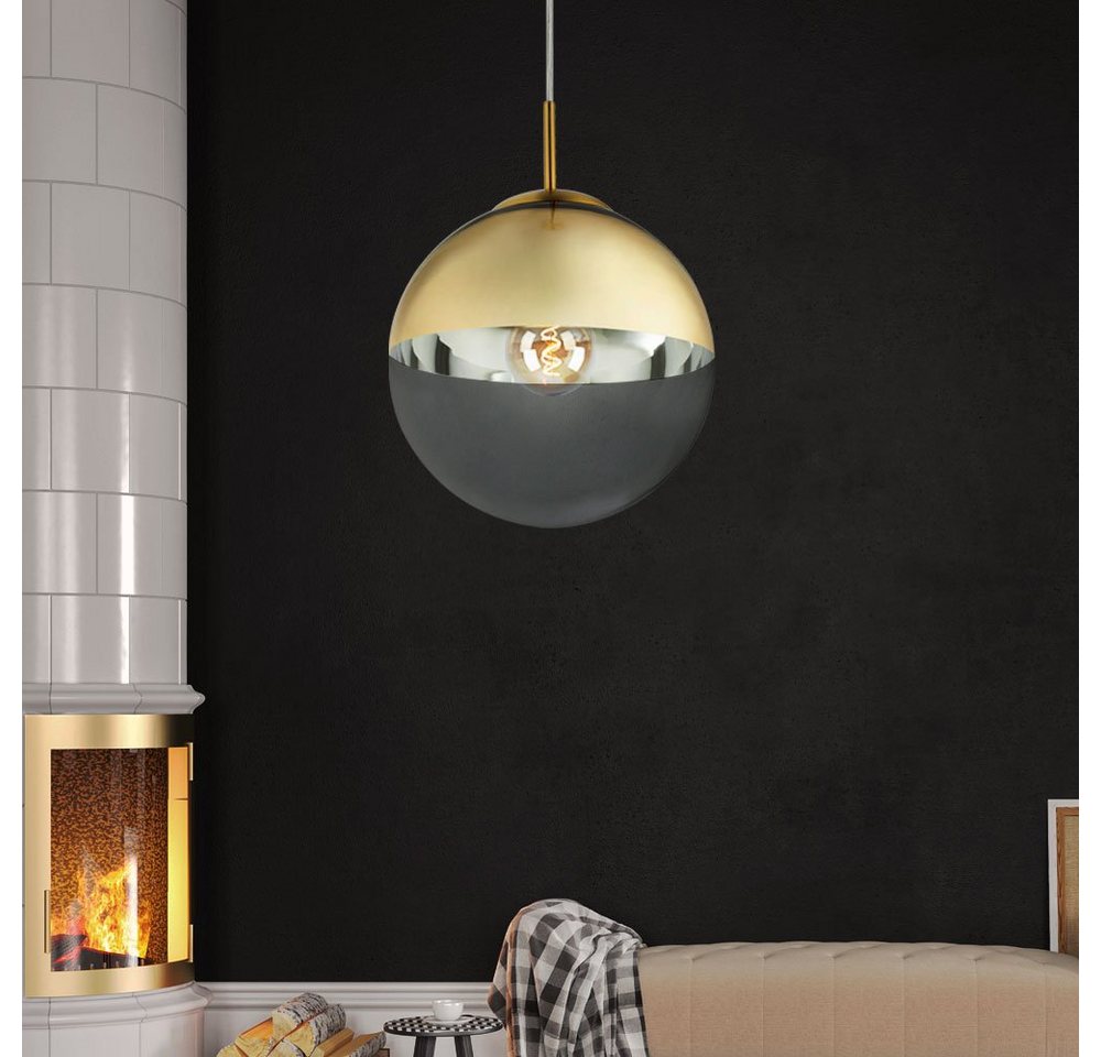GLOBO LIGHTING Kugelleuchte, Leuchtmittel nicht inklusive, Design Pendel Decken Lampe Glas Kugel Wohn Ess Zimmer Hänge – Bild 4 von 5