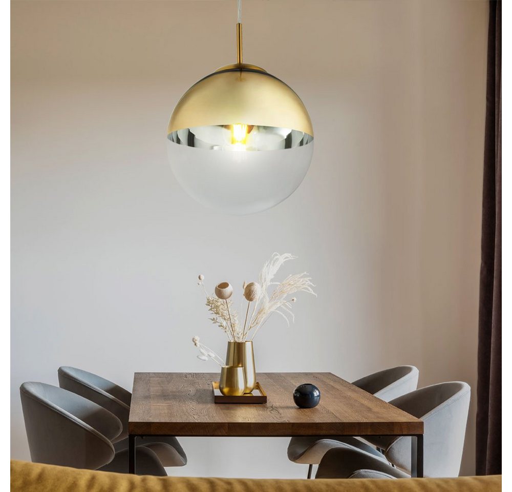 GLOBO LIGHTING Kugelleuchte, Leuchtmittel nicht inklusive, Design Pendel Decken Lampe Glas Kugel Wohn Ess Zimmer Hänge – Bild 5 von 5