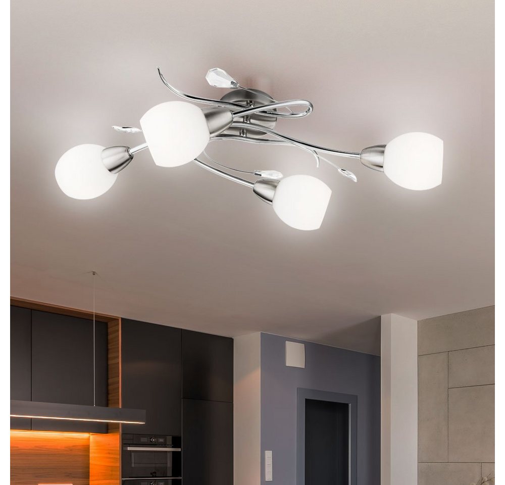 GLOBO LIGHTING Kugelleuchte, Leuchtmittel nicht inklusive, Deckenleuchte Deckenleuchte Wohnzimmerlampe 4 Flammig Glas opal – Bild 4 von 5