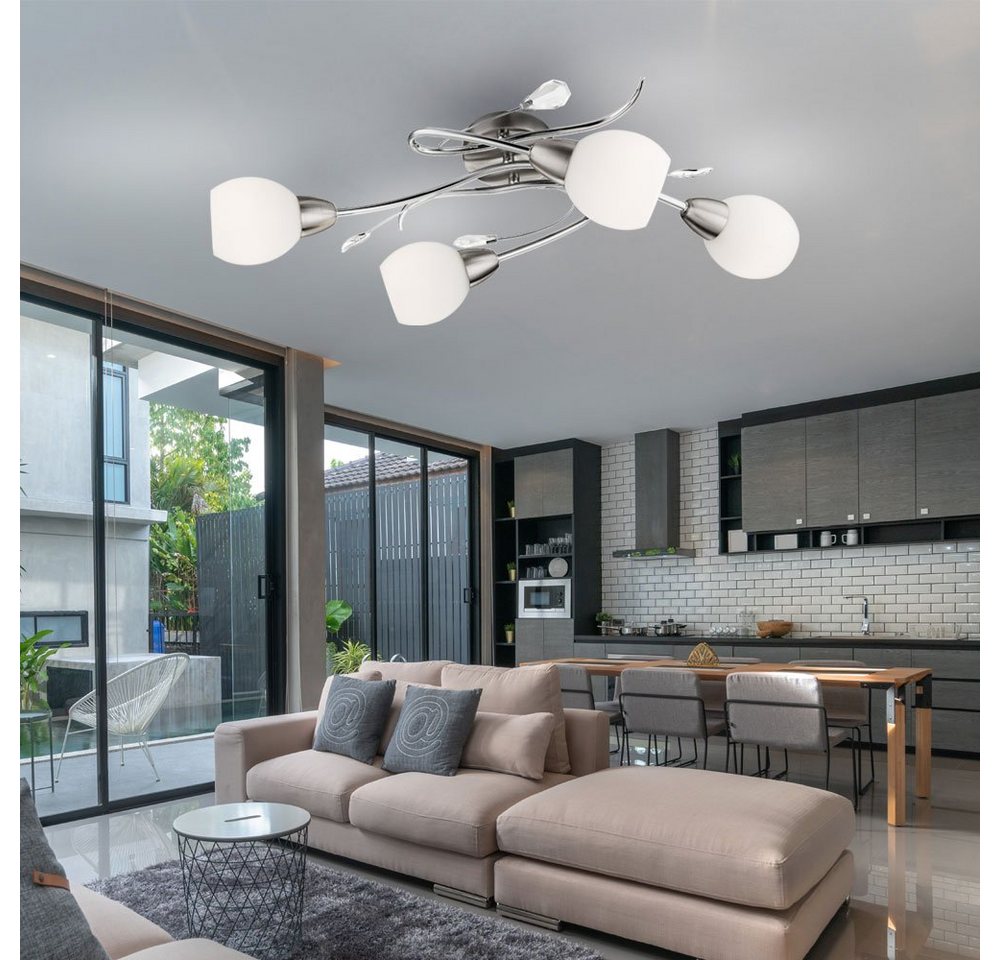 GLOBO LIGHTING Kugelleuchte, Leuchtmittel nicht inklusive, Deckenleuchte Deckenleuchte Wohnzimmerlampe 4 Flammig Glas opal – Bild 5 von 5