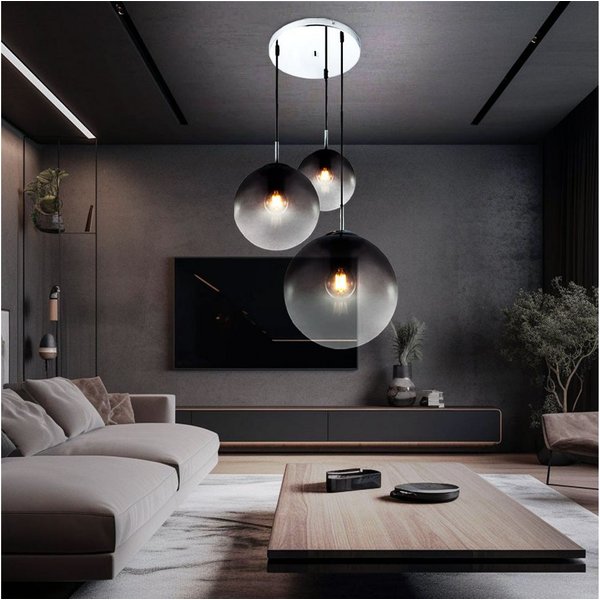 GLOBO LIGHTING Kugelleuchte, Leuchtmittel nicht inklusive, Chrom Decken Pendel Leuchte Wohn Zimmer Beleuchtung Glas Kugel Lampe
