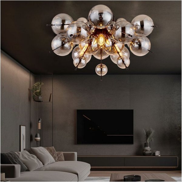 GLOBO LIGHTING Kugelleuchte, Leuchtmittel nicht inklusive, Deckenleuchte Deckenlampe Wohnzimmerlampe Rauchfarbe