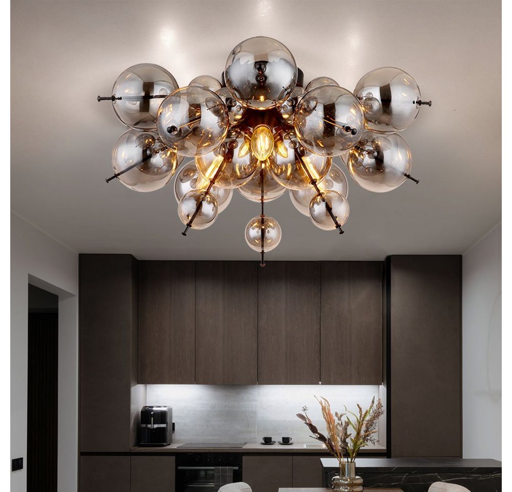 GLOBO LIGHTING Kugelleuchte, Leuchtmittel nicht inklusive, Deckenleuchte Deckenlampe Wohnzimmerlampe Rauchfarbe – Bild 3 von 5