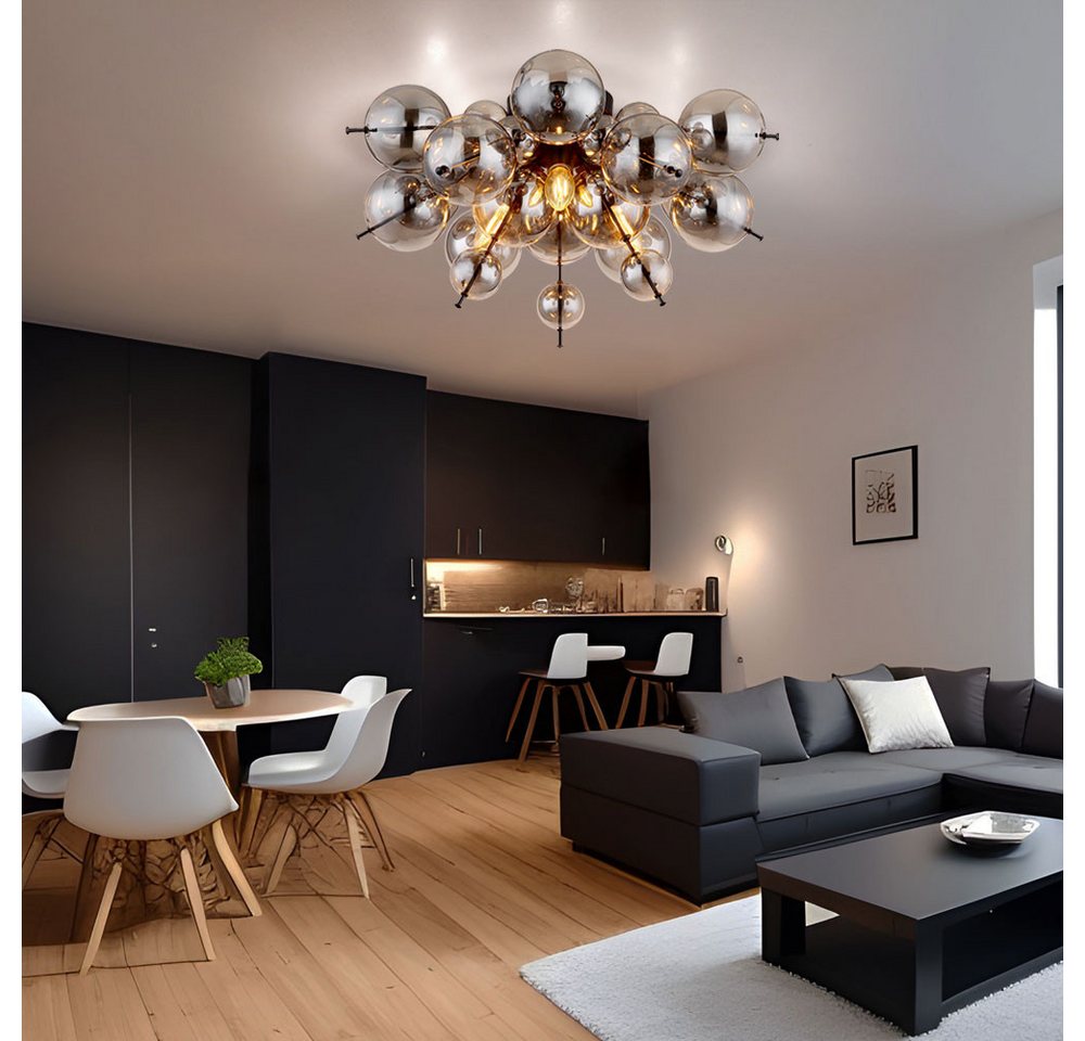GLOBO LIGHTING Kugelleuchte, Leuchtmittel nicht inklusive, Deckenleuchte Deckenlampe Wohnzimmerlampe Rauchfarbe – Bild 4 von 5