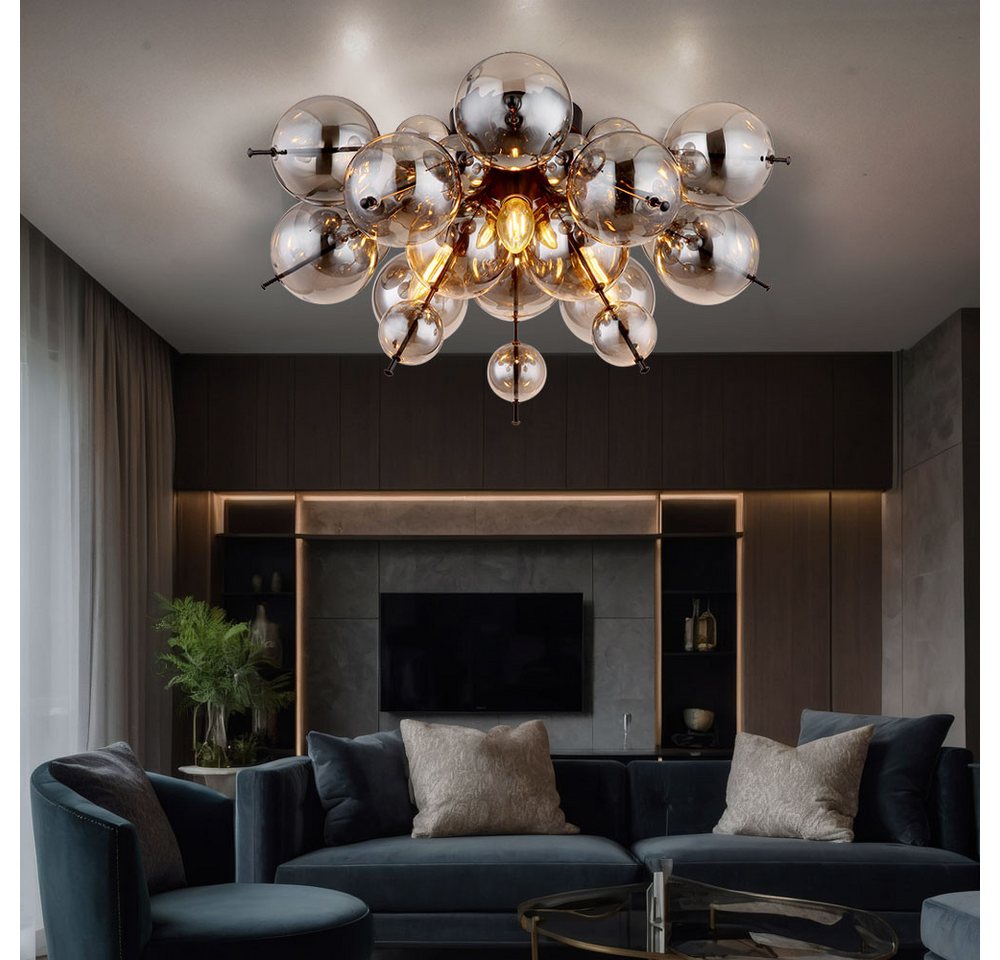 GLOBO LIGHTING Kugelleuchte, Leuchtmittel nicht inklusive, Deckenleuchte Deckenlampe Wohnzimmerlampe Rauchfarbe – Bild 5 von 5