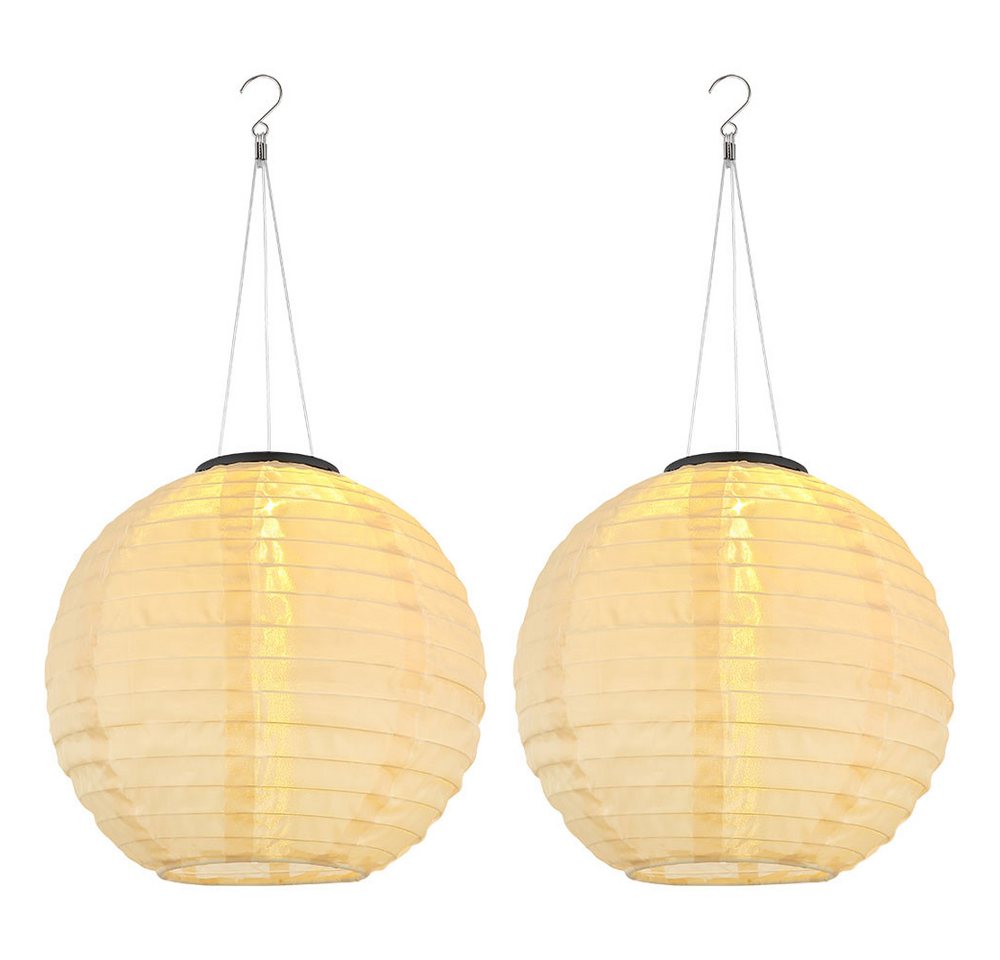 GLOBO LIGHTING Lampion, LED-Leuchtmittel fest verbaut, Warmweiß, Solarlampe Außenlampe Lampion Gartenlampe Hängelampe sand LED 55 cm 2x – Bild 2 von 5