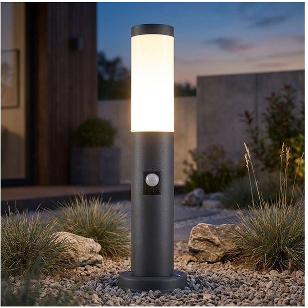 GLOBO LIGHTING LED Außen-Stehlampe, Leuchtmittel inklusive, Warmweiß, LED Außen Stehleuchte Gartenlampe Sockelleuchte mit Bewegungsmelder
