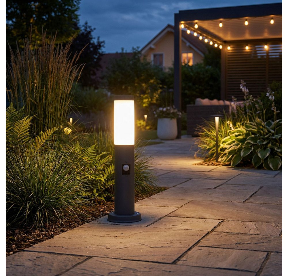 GLOBO LIGHTING LED Außen-Stehlampe, Leuchtmittel inklusive, Warmweiß, LED Außen Stehleuchte Gartenlampe Sockelleuchte mit Bewegungsmelder – Bild 4 von 5