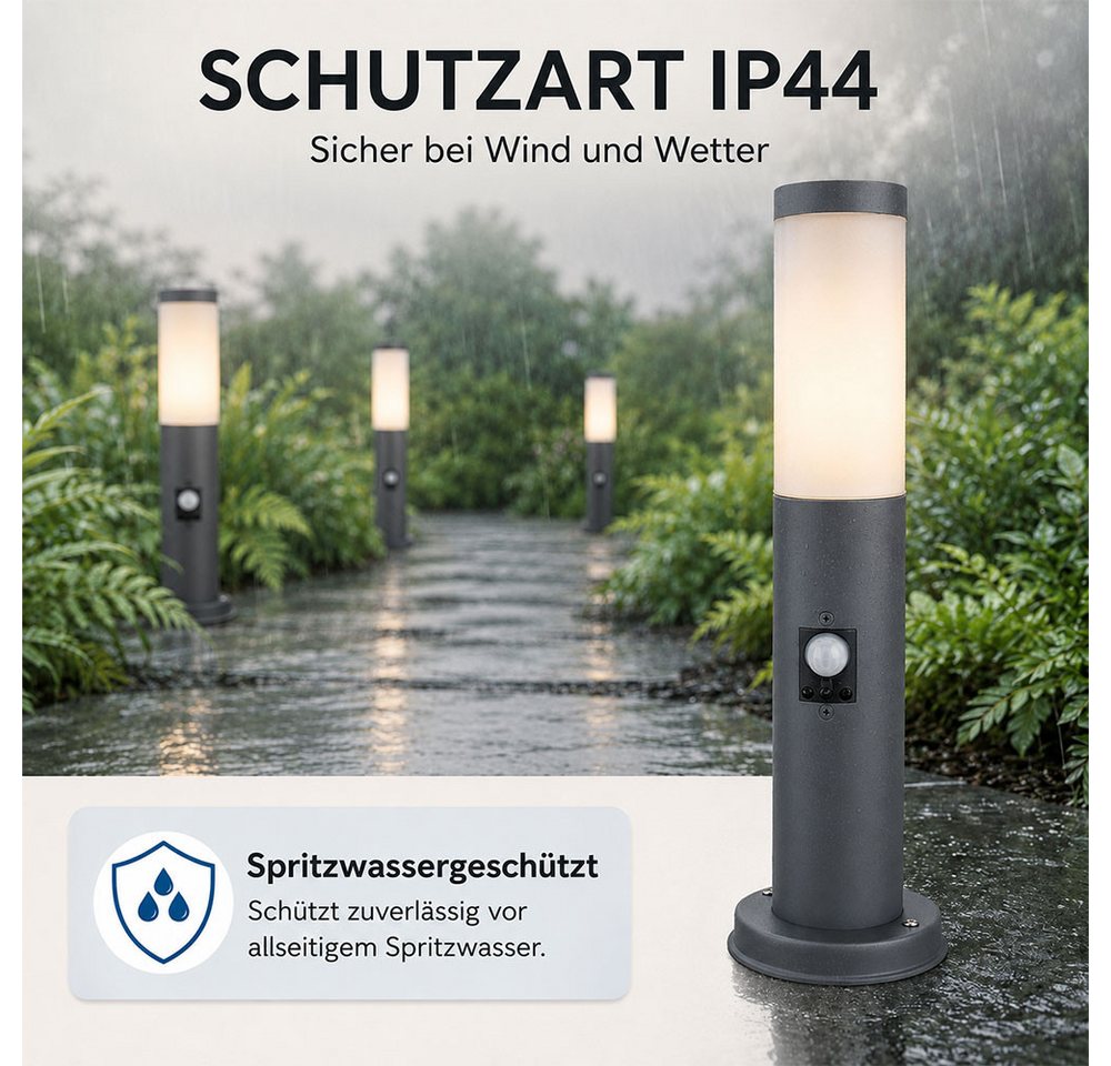 GLOBO LIGHTING LED Außen-Stehlampe, Leuchtmittel inklusive, Warmweiß, LED Außen Stehleuchte Gartenlampe Sockelleuchte mit Bewegungsmelder – Bild 5 von 5