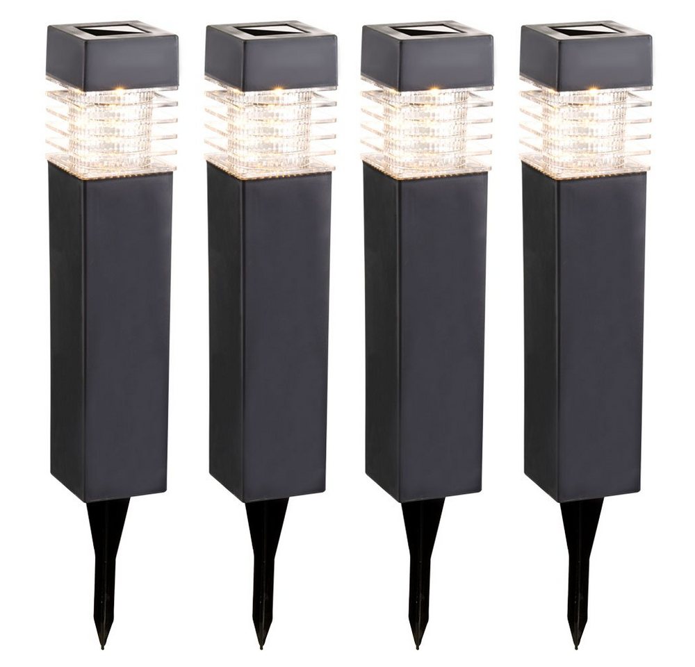 GLOBO LIGHTING LED Außen-Stehlampe, LED-Leuchtmittel fest verbaut, Warmweiß, Solarlampe Wegeleuchte Außenlampe LED Erdspieß Gartenlampe 4er Set – Bild 2 von 5
