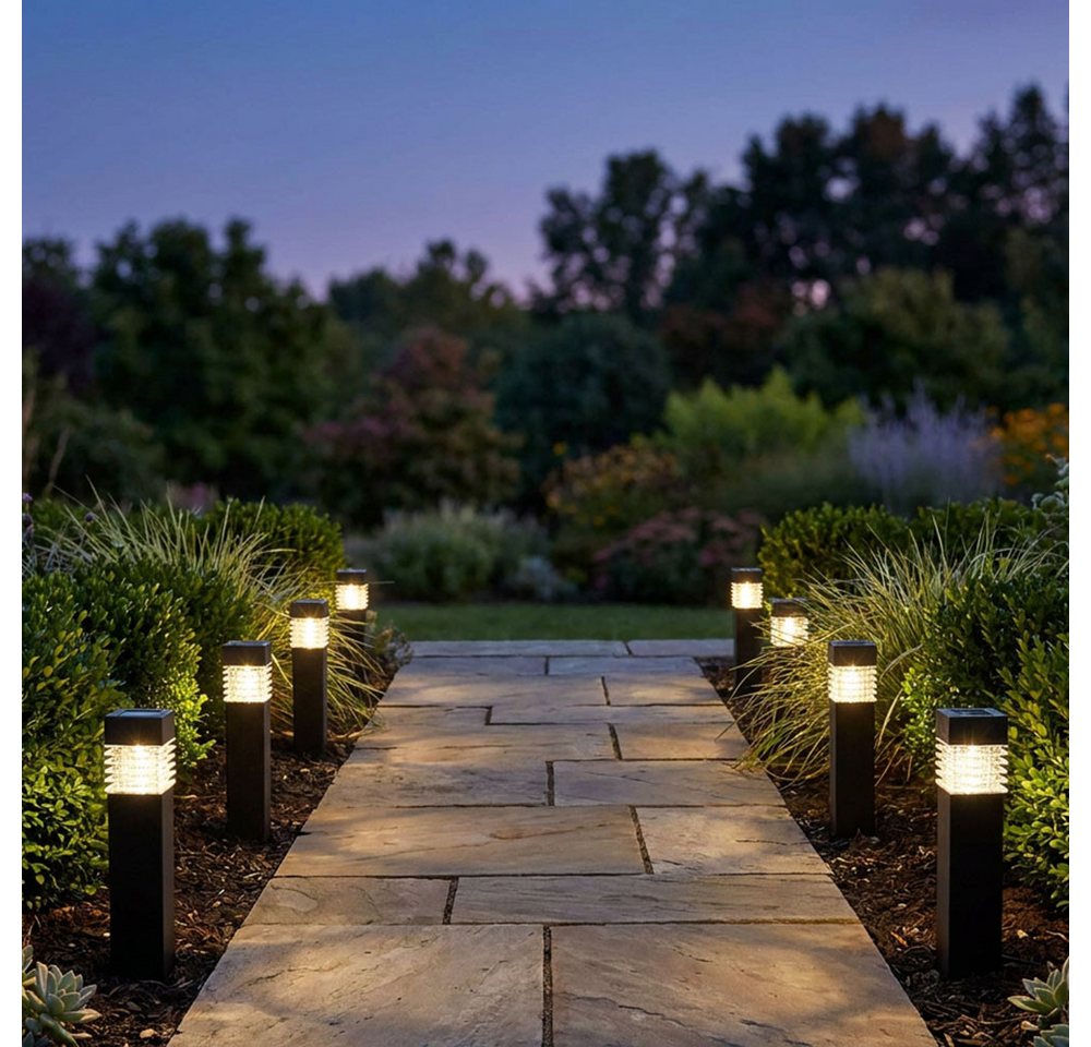 GLOBO LIGHTING LED Außen-Stehlampe, LED-Leuchtmittel fest verbaut, Warmweiß, Solarlampe Wegeleuchte Außenlampe LED Erdspieß Gartenlampe 4er Set – Bild 4 von 5