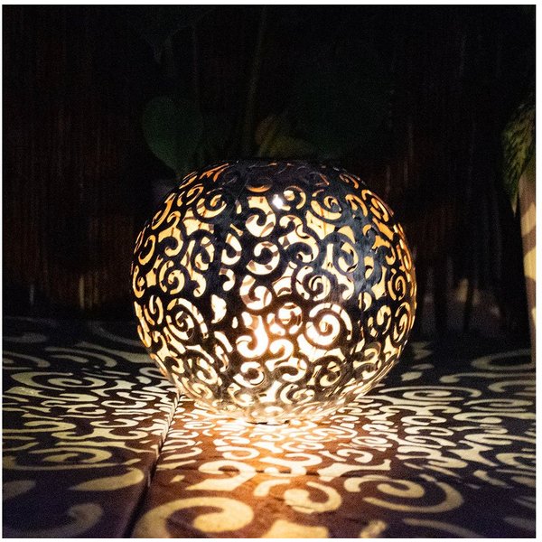GLOBO LIGHTING LED Außen-Stehlampe, LED-Leuchtmittel fest verbaut, Warmweiß, Solarkugel für Außen Solarleuchte silberfarben Stecklampe Garten