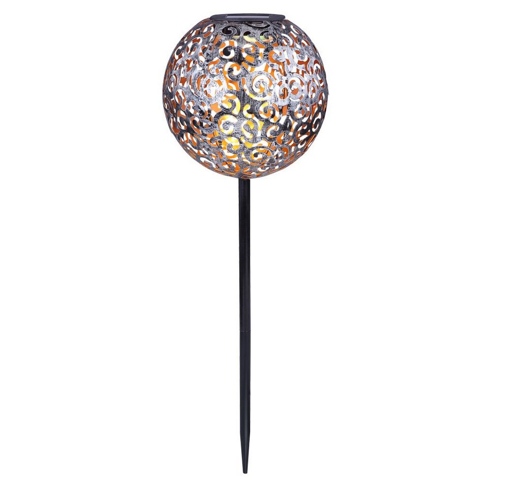 GLOBO LIGHTING LED Außen-Stehlampe, LED-Leuchtmittel fest verbaut, Warmweiß, Solarkugel für Außen Solarleuchte silberfarben Stecklampe Garten – Bild 2 von 5