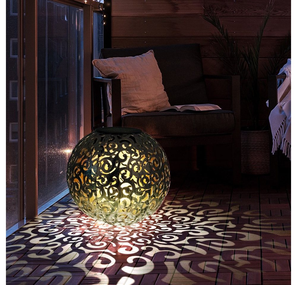 GLOBO LIGHTING LED Außen-Stehlampe, LED-Leuchtmittel fest verbaut, Warmweiß, Solarkugel für Außen Solarleuchte silberfarben Stecklampe Garten – Bild 5 von 5