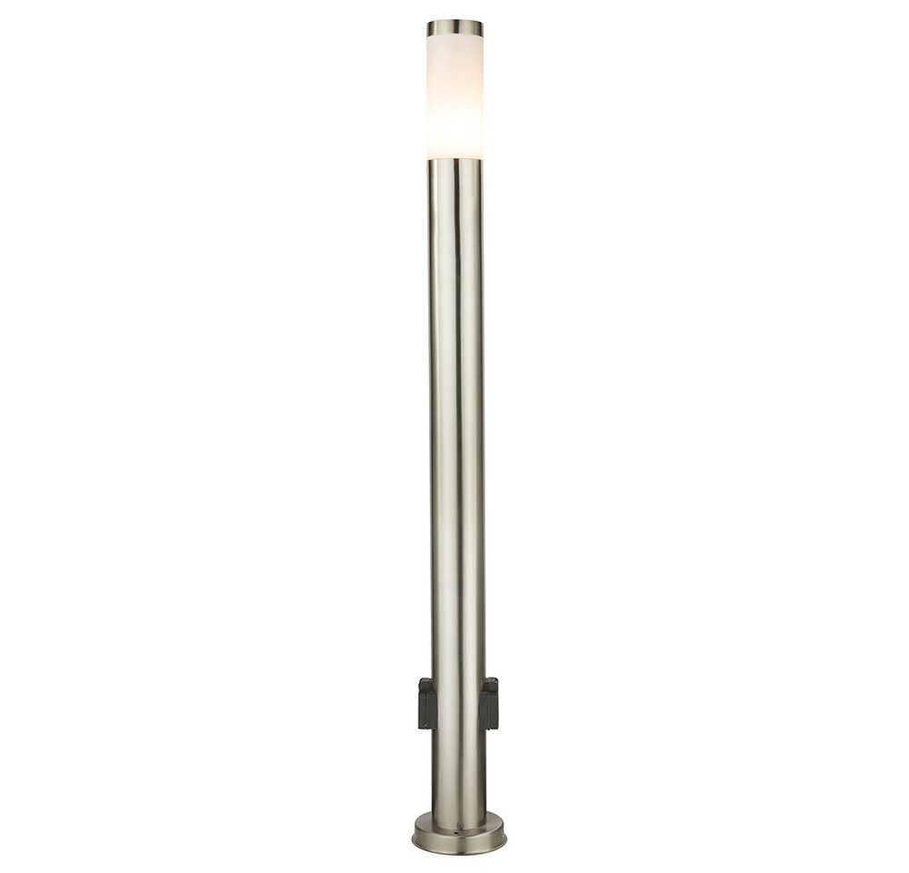 GLOBO LIGHTING LED Außen-Stehlampe, Leuchtmittel inklusive, Warmweiß, Außenleuchte Stehlampe Pollerleuchte LED Steckdosen Edelstahl opal – Bild 2 von 5