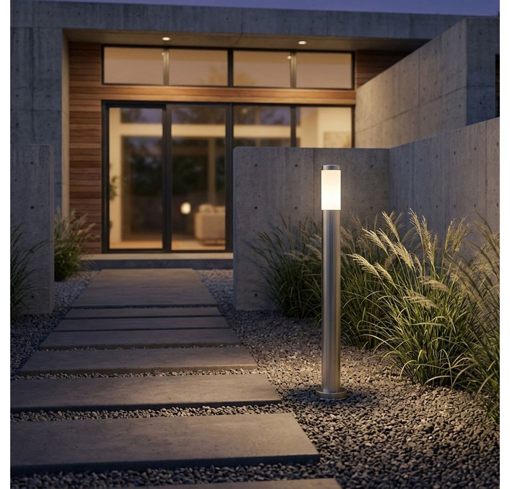 GLOBO LIGHTING LED Außen-Stehlampe, Leuchtmittel inklusive, Warmweiß, LED 7 Watt Steh Lampe Außen Beleuchtung Edelstahl Leuchte IP44 – Bild 3 von 5