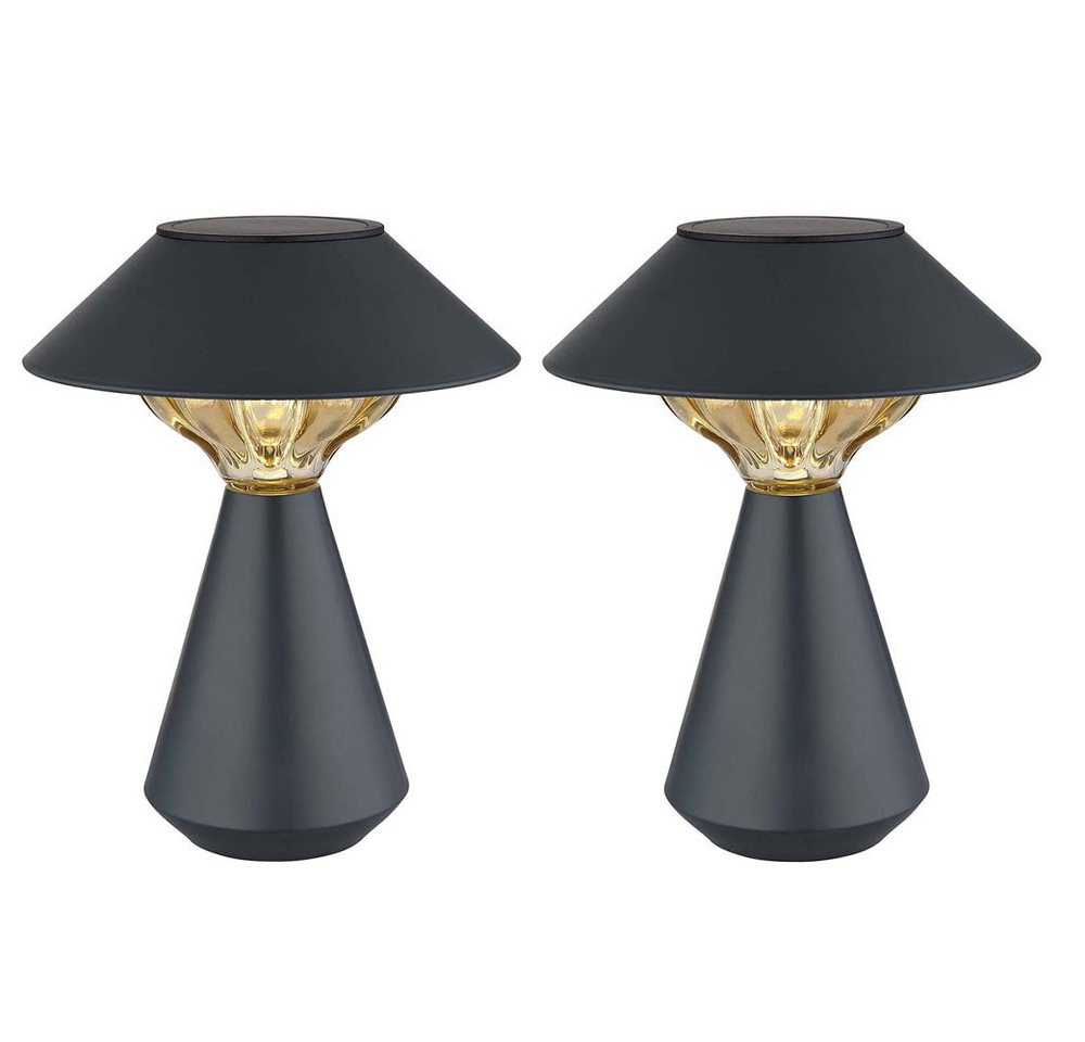 GLOBO LIGHTING LED Außen-Tischleuchte, LED-Leuchtmittel fest verbaut, Warmweiß, Solarlampe Außen Tischlampe LED Gartenlampe Tischleuchte 2er Set – Bild 2 von 5