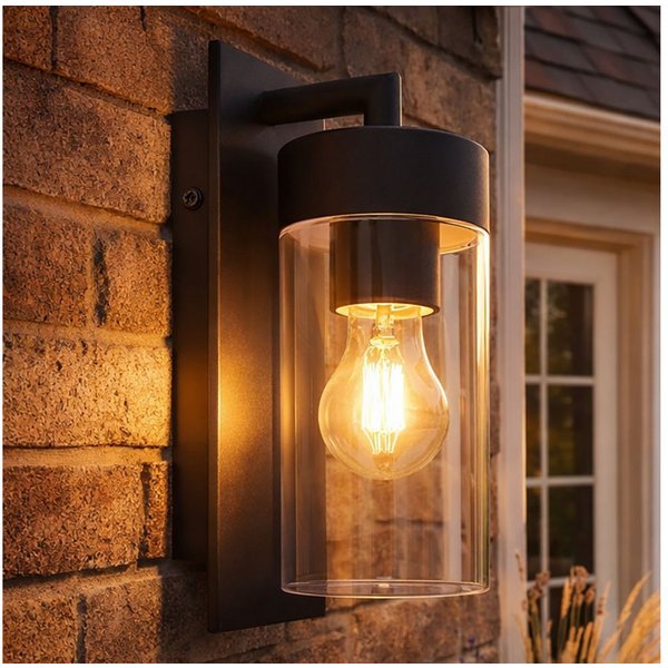 GLOBO LIGHTING LED Außen-Wandleuchte, Leuchtmittel inklusive, Warmweiß, Außenwandlampe Fassadenleuchte Gartenlampe anthrazit klar LED H 25 cm