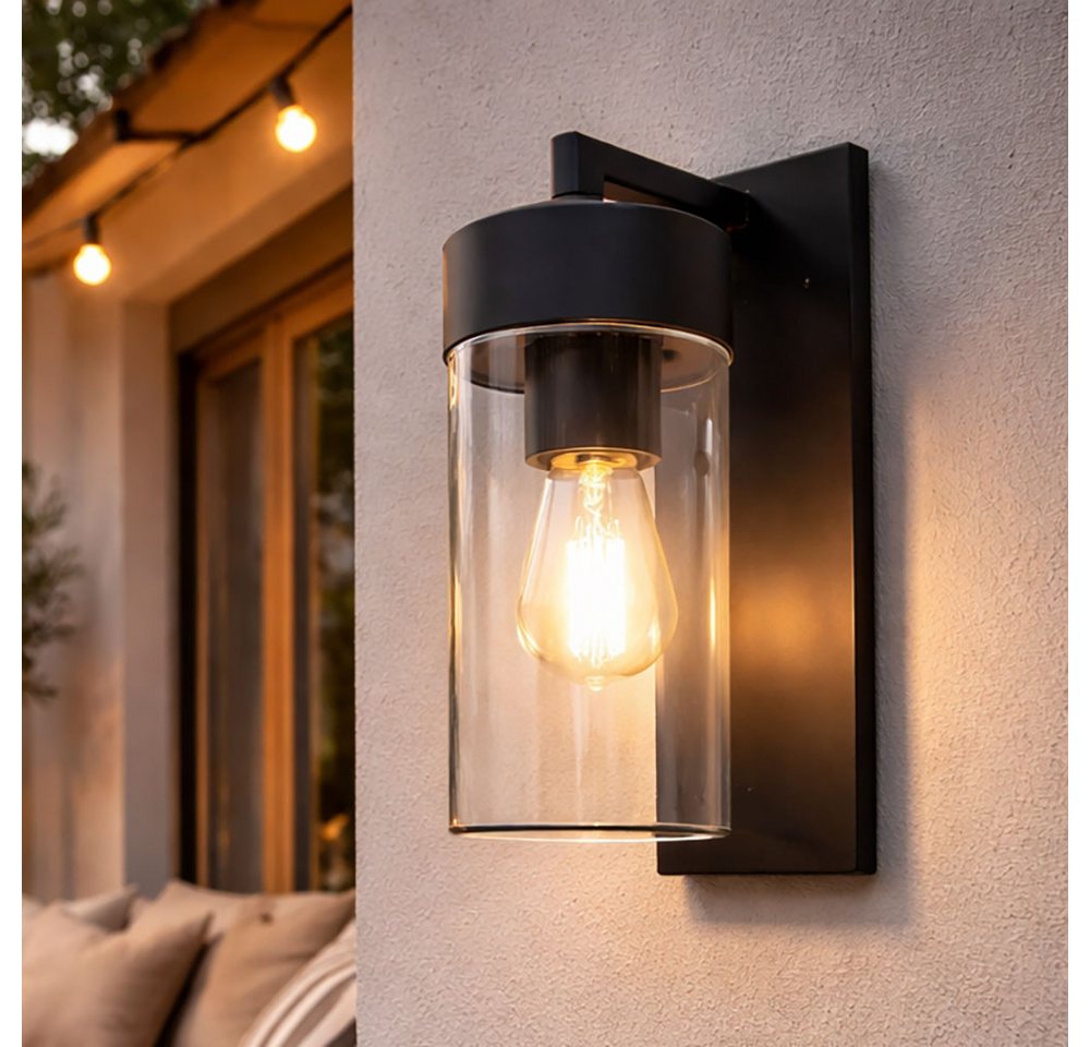 GLOBO LIGHTING LED Außen-Wandleuchte, Leuchtmittel inklusive, Warmweiß, Außenwandlampe Fassadenleuchte Gartenlampe anthrazit klar LED H 25 cm – Bild 3 von 5