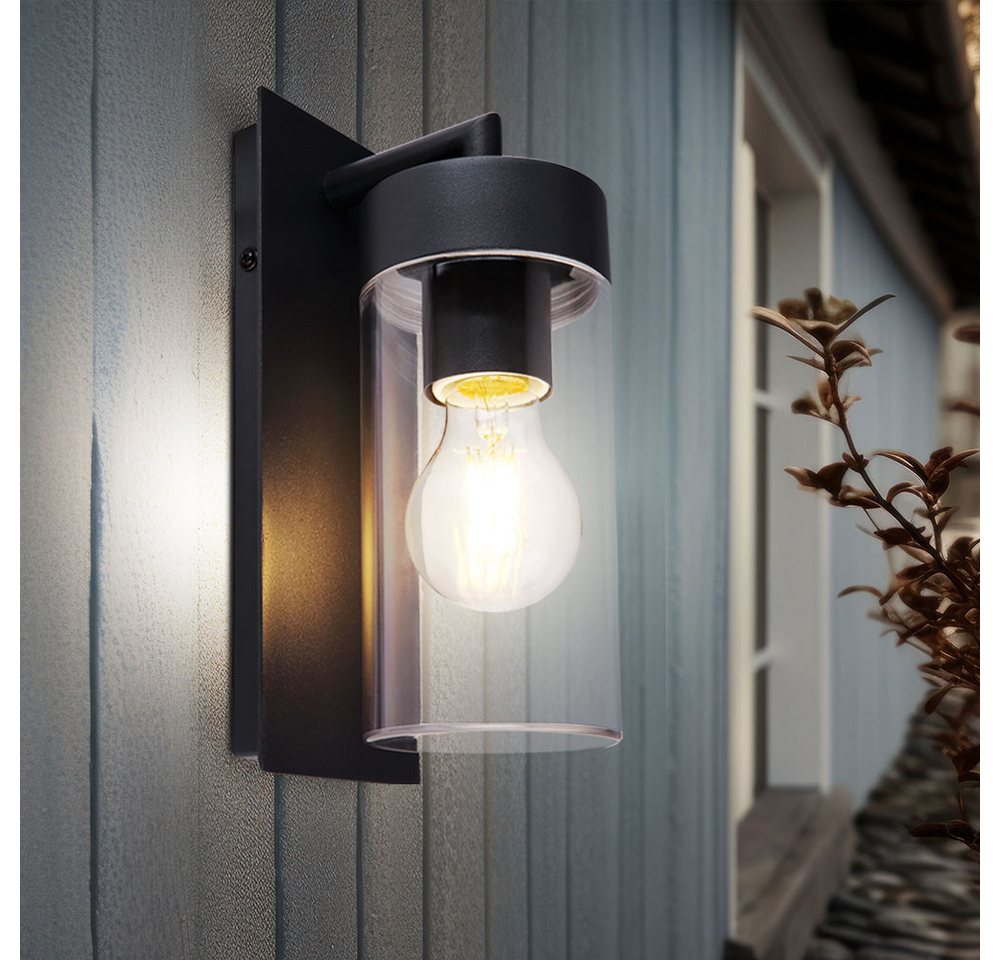 GLOBO LIGHTING LED Außen-Wandleuchte, Leuchtmittel inklusive, Warmweiß, Außenwandlampe Fassadenleuchte Gartenlampe anthrazit klar LED H 25 cm – Bild 4 von 5