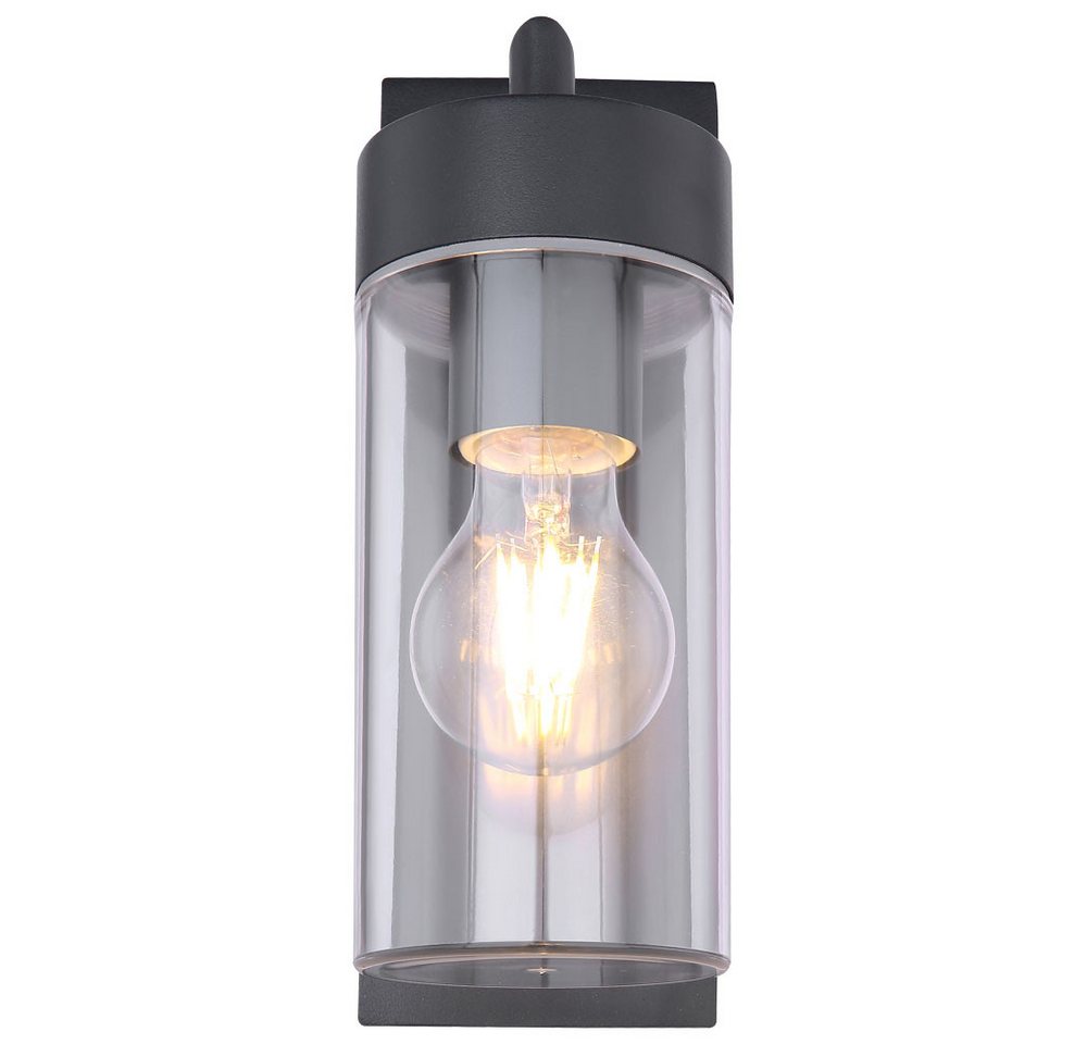GLOBO LIGHTING LED Außen-Wandleuchte, Leuchtmittel inklusive, Warmweiß, Außenwandlampe Fassadenleuchte Gartenlampe anthrazit klar LED H 25 cm – Bild 5 von 5