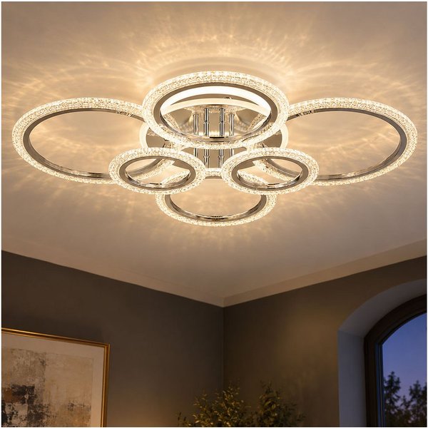 GLOBO LIGHTING LED Deckenleuchte, LED-Leuchtmittel fest verbaut, Farbwechsel, Neutralweiß, Kaltweiß, Warmweiß, Tageslichtweiß, LED Deckenleuchte Deckenlampe Chr