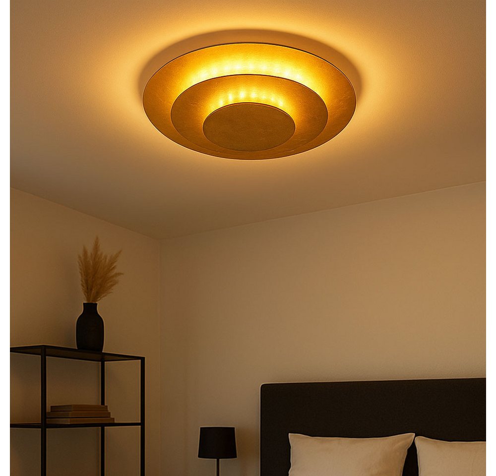 GLOBO LIGHTING LED Deckenleuchte, LED-Leuchtmittel fest verbaut, Warmweiß, Deckenleuchte Deckenlampe Wohnzimmerlampe gold LED Schlafzimmerlampe – Bild 4 von 5