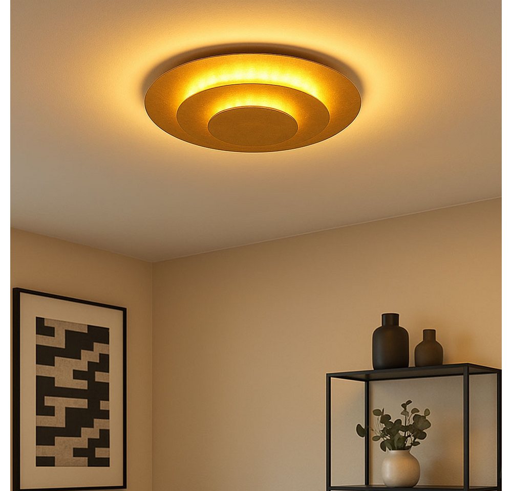 GLOBO LIGHTING LED Deckenleuchte, LED-Leuchtmittel fest verbaut, Warmweiß, Deckenleuchte Deckenlampe Wohnzimmerlampe gold LED Schlafzimmerlampe – Bild 5 von 5