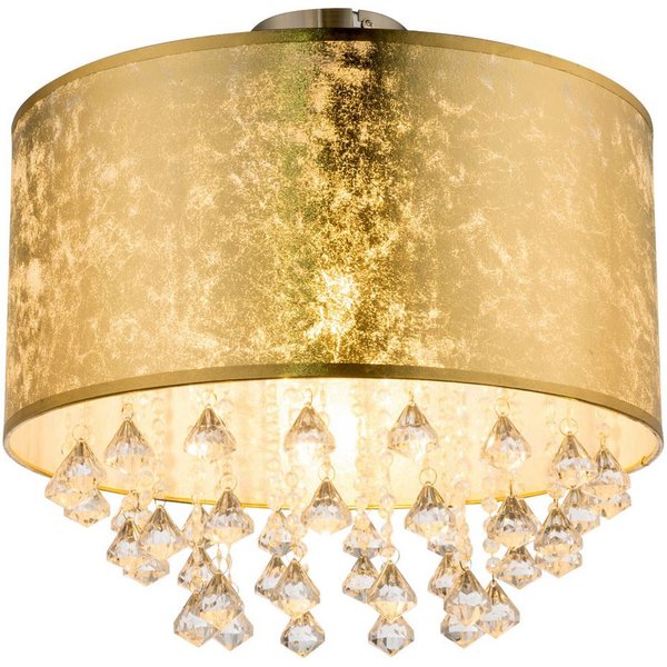 GLOBO LIGHTING LED Deckenleuchte, Leuchtmittel inklusive, Warmweiß, Kristall Deckenleuchte gold Esszimmer LED Deckenlampe