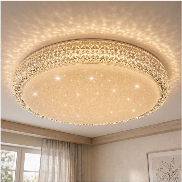 GLOBO LIGHTING LED Deckenleuchte, LED-Leuchtmittel fest verbaut, Farbwechsel, Neutralweiß, Kaltweiß, Warmweiß, Tageslichtweiß, Deckenleuchte Kristallleuchte