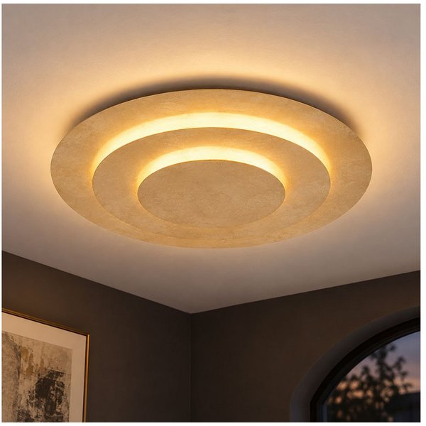 GLOBO LIGHTING LED Deckenleuchte, LED-Leuchtmittel fest verbaut, Warmweiß, LED Deckenleuchte Wohnzimmerlampe Metall gold warmweiß D 49 cm