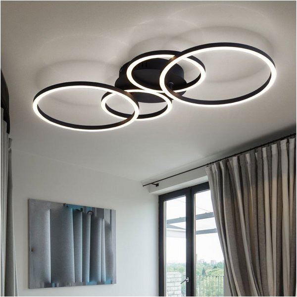 GLOBO LIGHTING LED Deckenleuchte, LED-Leuchtmittel fest verbaut, Warmweiß, Deckenleuchte Ringleuchte Deckenlampe Innen Leuchte vier Ringe