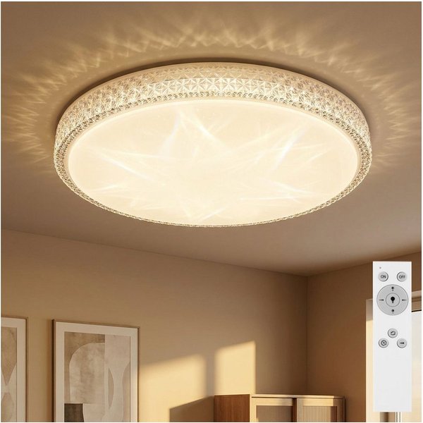 GLOBO LIGHTING LED Deckenleuchte, LED-Leuchtmittel fest verbaut, Kaltweiß, Warmweiß, Neutralweiß, Tageslichtweiß, Farbwechsel, Deckenleuchte Kristalle LED Fernb