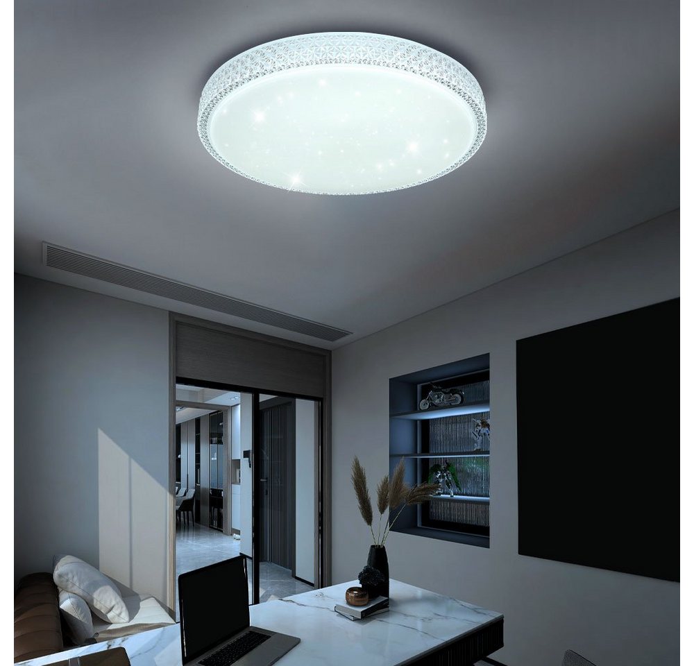 GLOBO LIGHTING LED Deckenleuchte, LED-Leuchtmittel fest verbaut, Kaltweiß, Warmweiß, Neutralweiß, Tageslichtweiß, Farbwechsel, Deckenleuchte Kristalle LED Fernb – Bild 4 von 5