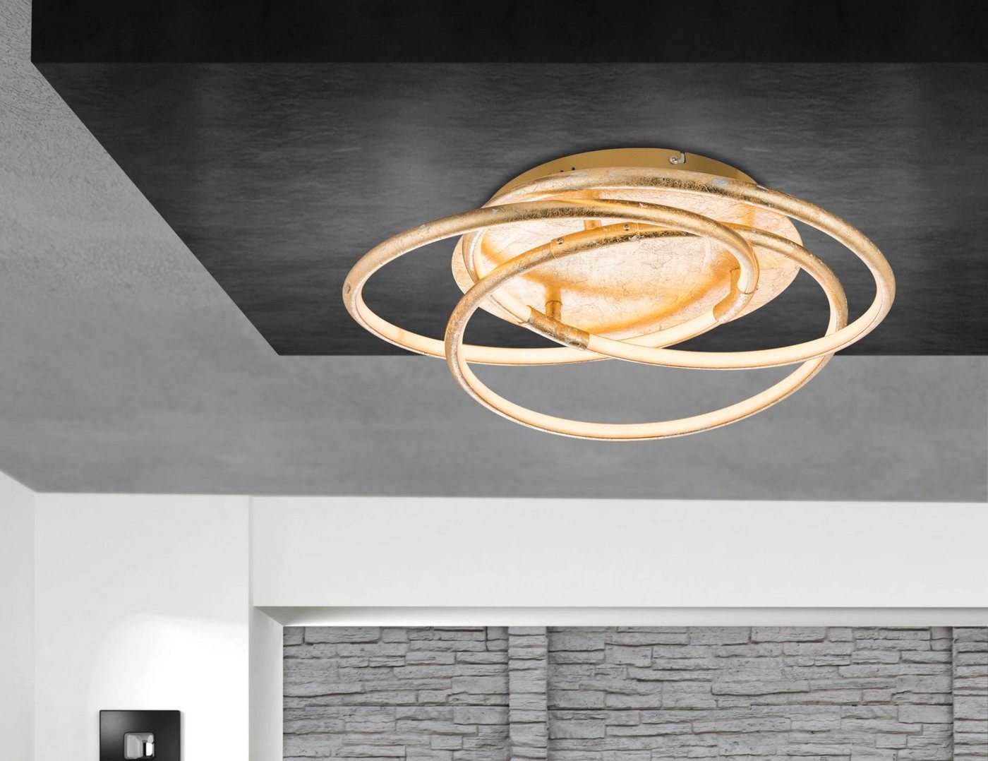 GLOBO LIGHTING LED Deckenleuchte BARNA, LED fest integriert, Warmweiß, Deckenlampe, Wohnbereich, Schlafzimmer – Bild 2 von 3