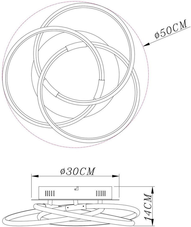 GLOBO LIGHTING LED Deckenleuchte BARNA, LED fest integriert, Warmweiß, Deckenlampe, Wohnbereich, Schlafzimmer – Bild 3 von 3