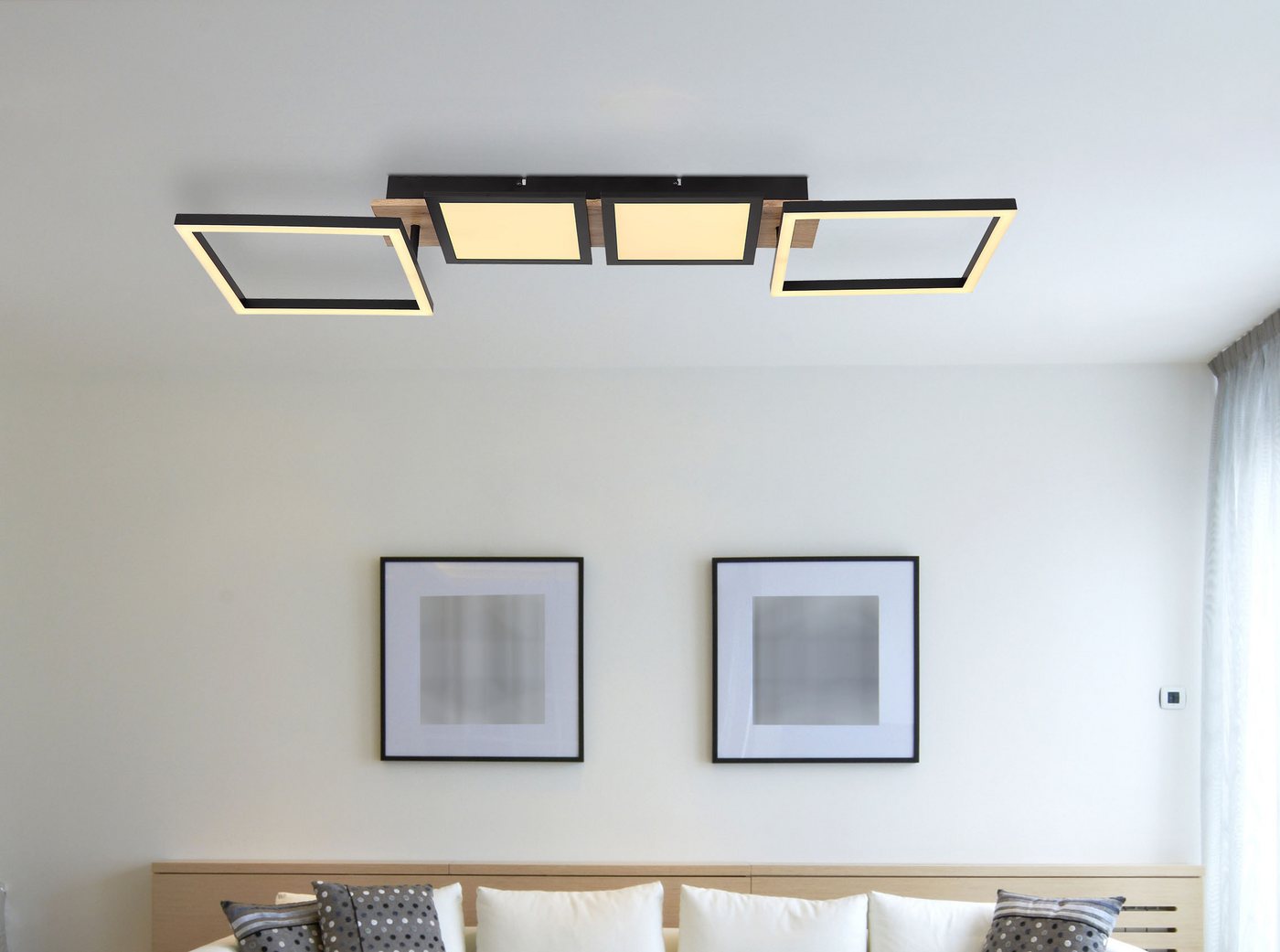 GLOBO LIGHTING LED Deckenleuchte BOSSY, LED fest integriert, Warmweiß, Deckenlampe/Wohnzimmer/Schlafzimmer/modern/Holz – Bild 2 von 5
