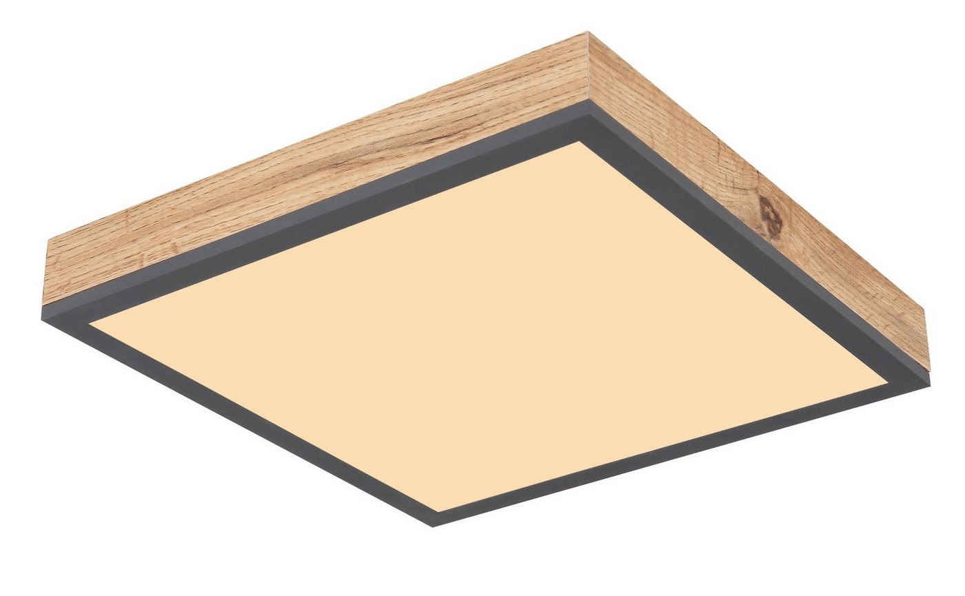 GLOBO LIGHTING LED Deckenleuchte DORO, LED fest integriert, Warmweiß, Quadratische Deckenlampe, 3000 Kelvin, Wohnzimmer, Holzoptik, Eiche – Bild 2 von 5