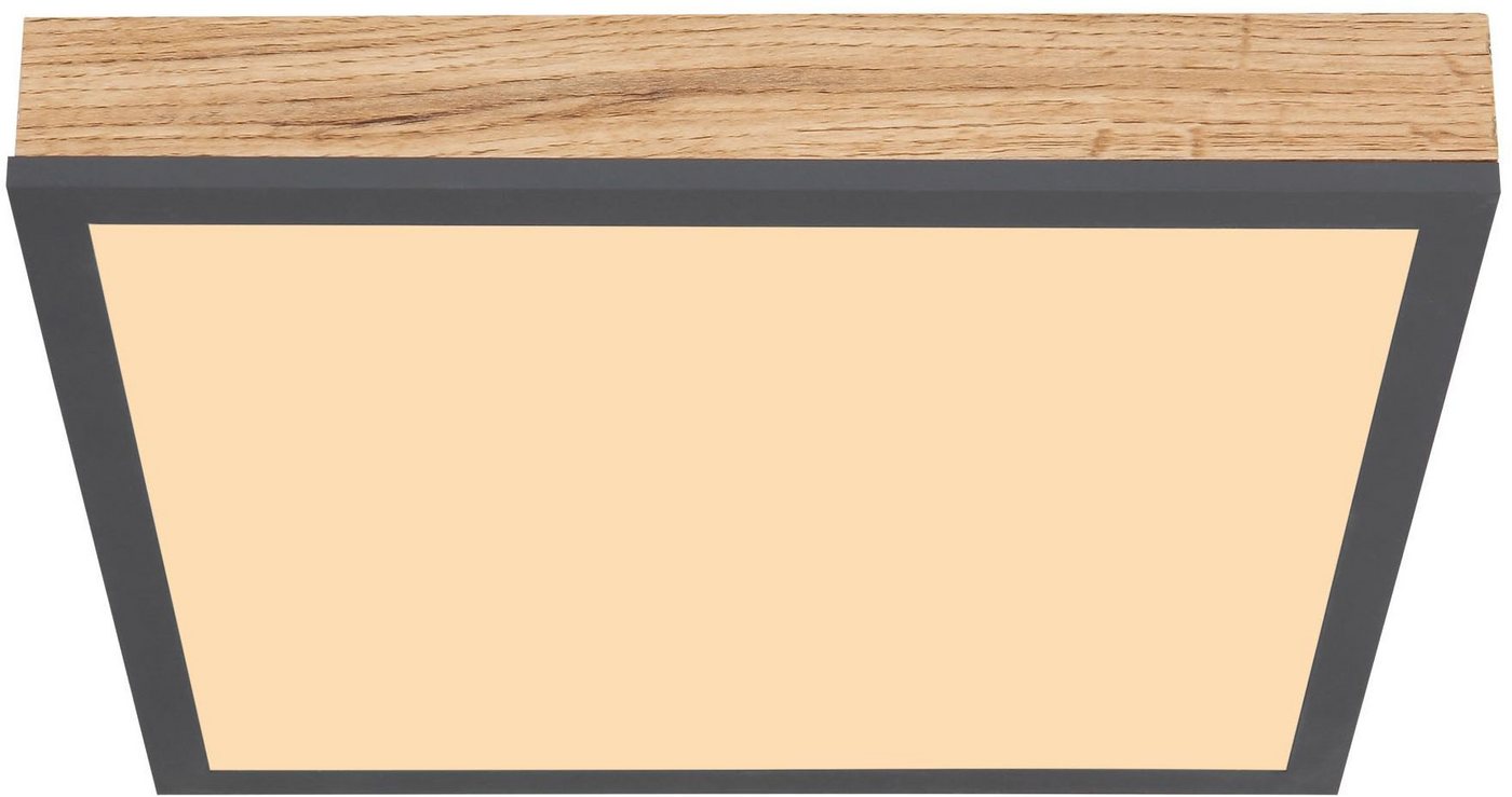 GLOBO LIGHTING LED Deckenleuchte DORO, LED fest integriert, Warmweiß, Quadratische Deckenlampe, 3000 Kelvin, Wohnzimmer, Holzoptik, Eiche – Bild 3 von 5