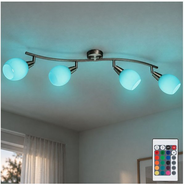 GLOBO LIGHTING LED Deckenleuchte, Leuchtmittel inklusive, Kaltweiß, Warmweiß, Neutralweiß, Tageslichtweiß, Farbwechsel, Deckenleuchte Spotlampe Deckenlampe 4 Fl