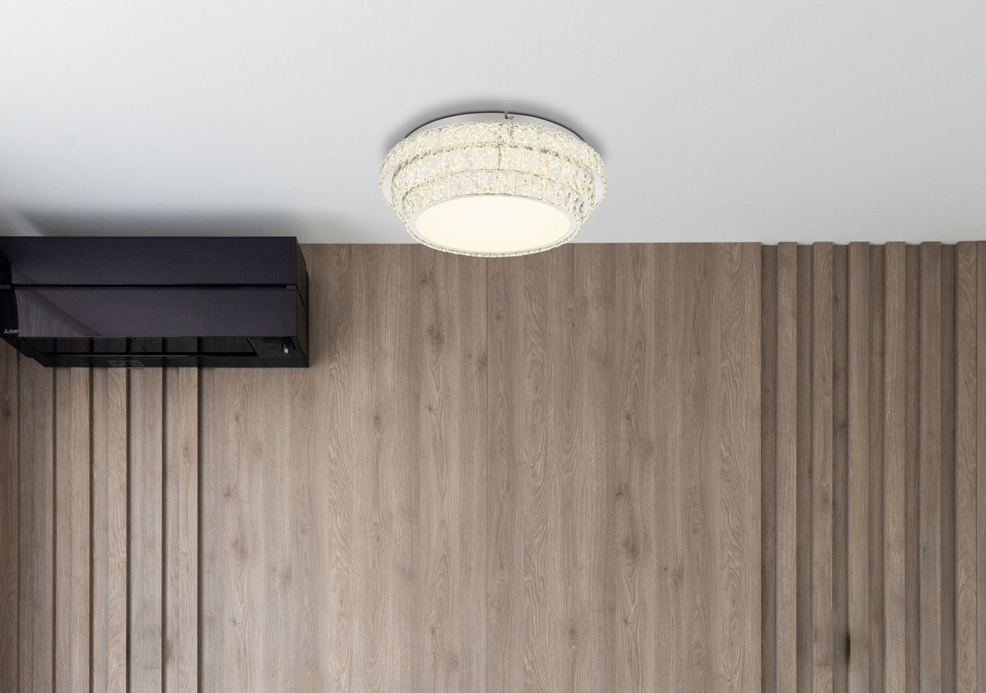 GLOBO LIGHTING LED Deckenleuchte KLARA, Dimmfunktion, Memoryfunktion, Nachtlichtfunktion, mehrere Helligkeitsstufen, LED fest integriert, Deckenlampe/Kristalle/ – Bild 2 von 5