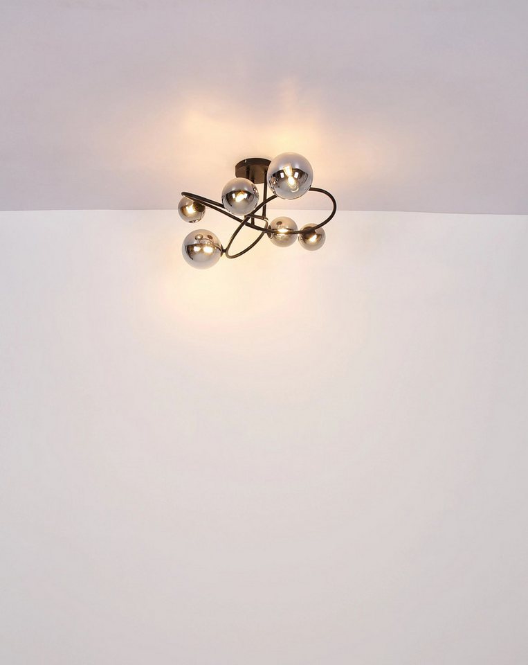 GLOBO LIGHTING LED Deckenleuchte RIHA, Leuchtmittel wechselbar, Warmweiß, Deckenlampe, Glas, Design Leuchte, Wohnzimmer – Bild 2 von 5