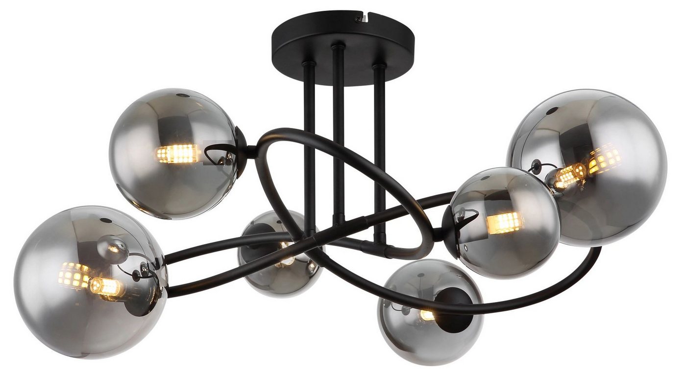 GLOBO LIGHTING LED Deckenleuchte RIHA, Leuchtmittel wechselbar, Warmweiß, Deckenlampe, Glas, Design Leuchte, Wohnzimmer – Bild 3 von 5